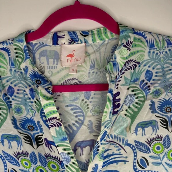 Nimo With Love Cotton Print Kaftan Midi Dress with Tassel - Picture 6 of 10